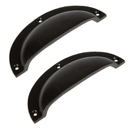 Hammer & Tongs Curved Cabinet Drawer Pull - W130mm x H50mm - Black - Pack of 2 - Home Cupboard Door Knob Handles Screws Included