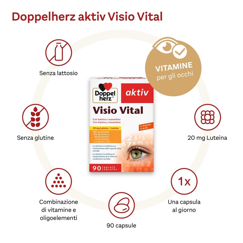 Doppelherz aktiv Visio Vital, Integratore Alimentare Vista, 90 Capsule