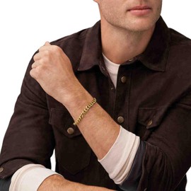 Fossil Bracelet for Men , Length: 217mm, Width: 46.4mm, Height: 8mm 2-Tone Stainless Steel Bracelet, JF04395998