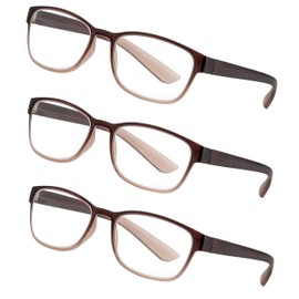 LEXXOO 3er-Set Lesebrillen Braun Verlauf +1,5 Dioptrien – Preiswertes Brillen-Bundle für Damen & Herren – Alltagstauglich & leicht, ohne Federscharnier