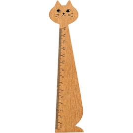 Study Ruler Stationery Solid Cute Cartoon Cat Study Ruler for School Yellow Book Marks for Student School Office Cute Wood Rulers