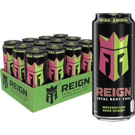 Reign Total Body Fuel, Watermelon Sour Gummy, Fitness & Performance Drink, 16 Fl Oz (Pack of 12)