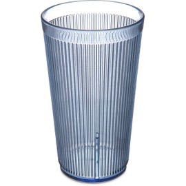 Carlisle FoodService Products Crystalon Stack-All Stackable Tumbler Plastic Tumbler with Ribbed Texture for Restaurants, Catering, Kitchens, Plastic, 21.5 Ounces, Blue