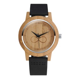 MicLee Men's Women's Unisex Bamboo Infinity Sign Infinity Wooden Watch Analogue Quartz Movement Watch with Leather Strap for Women Men Gifts, a, Strap.