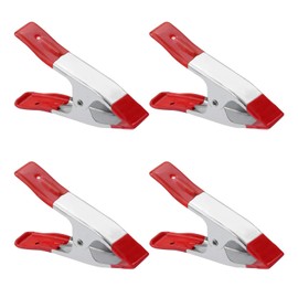 4 Pieces Metal Spring Clamps Heavy Duty, Large Market Stall Clips with Rubber Coated Tipped Grip for Camping Tarpaulin Woodworking Crafts, Silver, 6 Inch