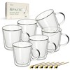 12oz Double Wall Glass Coffee Mugs, Cappuccino Latte Tea Cups