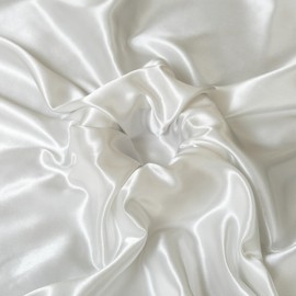 Satin Fabric by The Yard ，60 Inch Wide ，Soft Charmeuse Silk Satin Fabrics for Sewing,Wedding Dress,DIY Craftings, Costumes,Draping,Table Runner,Cloth Napkins (Ivory White, 10yard)