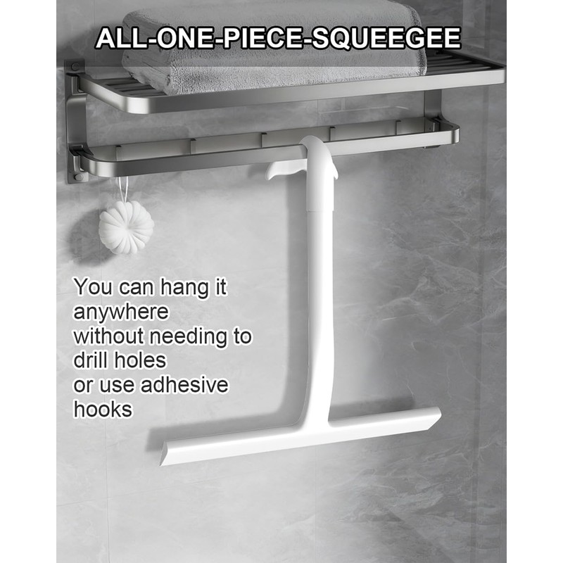 Shower Squeegee for Glass Doors, 8 in Silicone Bathroom Squeegee