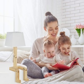 Relaxdays Table Lamp Robot Adjustable Lampshade Original Desk Lamp H x W x D 42 x 18 x 32 cm Wood Natural