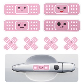 8PCS Car Door Handle Protector Sticker,Funny Bandaid Car Door Handle Scratch Protector for Car Decorations,Universal Car Handle Protector Car Exterior Accessories for Most Cars (Pink)