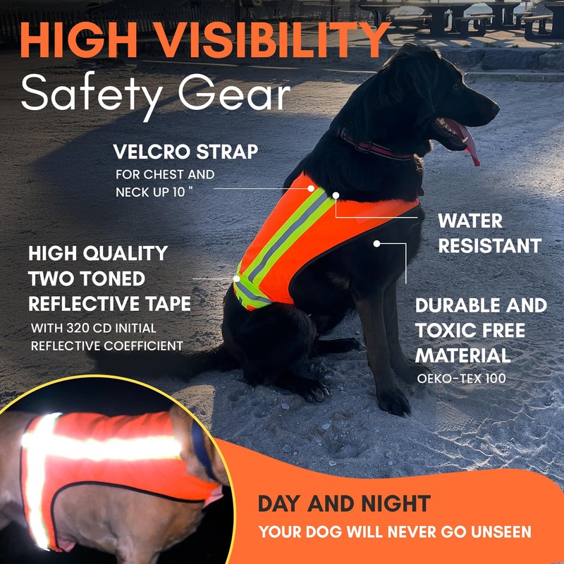 BUDDY GLOW Reflective Dog Vest – Fluorescent Orange | High-Visibility,