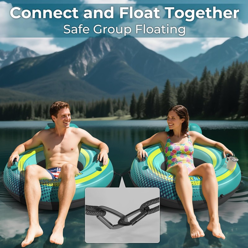 2 Pack 53" Heavy Duty River Tube Float for Adults,Inflatable