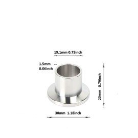 QMINOX ISO-KF16 Weld Stub Flange, NW16 for 0.75 in. Tube OD, 304 Stainless Steel weld stubs Length 20mm NW Vacuum fittings KF half nipple