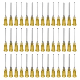sourcing map Industrial Blunt Tip Needle 17G 1 Inch Length with Luer Lock Screw Interface Connector, Dispensing Needle for Liquid Glue Gun, 60 Pcs (Yellow)
