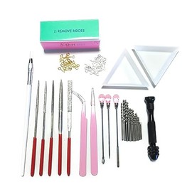 UV Resin Basic Tools, 16 Pieces, Basic Tool Kit, Pin Vice, Toning Sticks, Set of 3, Color Palette, Set of 2, Tweezers, File, 5, Gel Brush, Nail Buffer