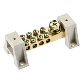 MECCANIXITY Terminal Ground Bar Screw Block Barrier Brass 9 Positions with Bracket for Electrical Distribution 2 Pcs
