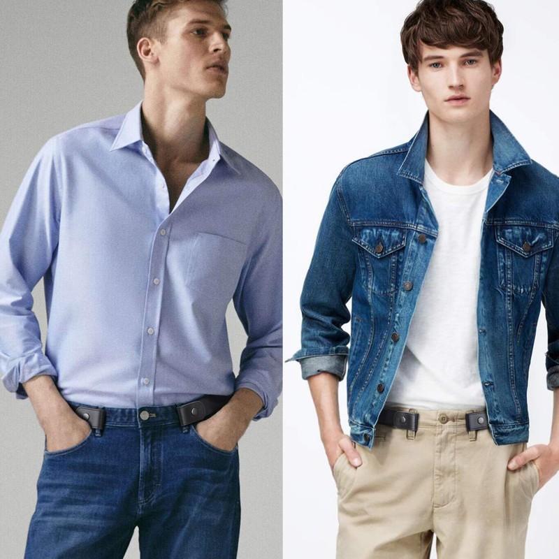 No Buckle No Show Belt for Men Buckle Free Stretch