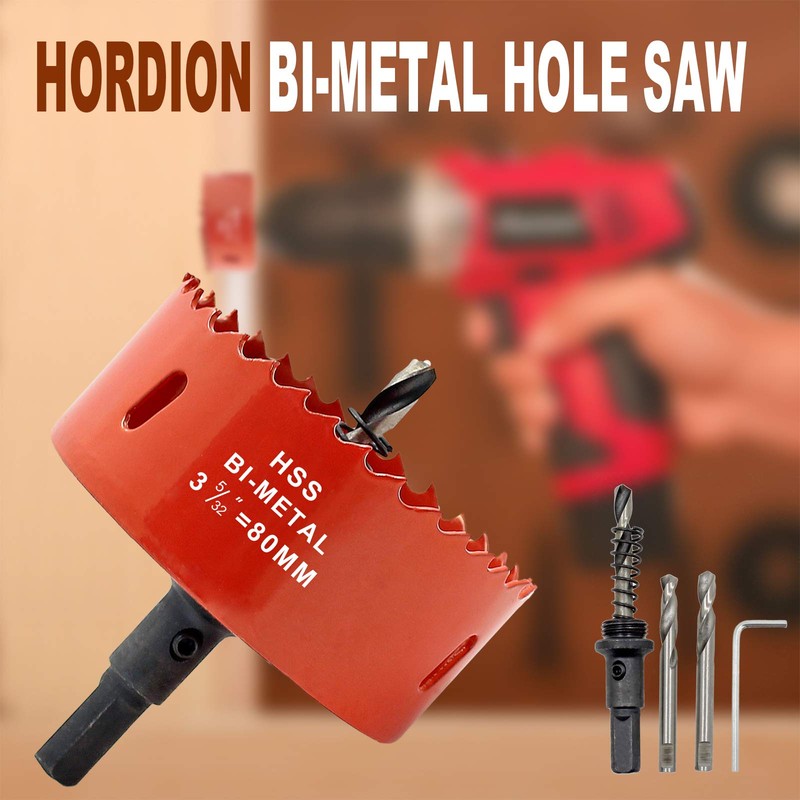 Hordion 80mm 3.15 inch Hole Saw, Heavy Duty Bi-Metal Hole