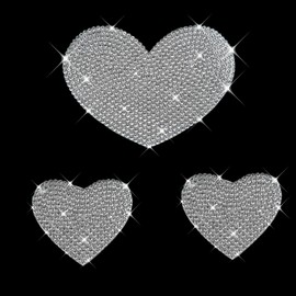 HungMieh 3 PCS Car Decals for Women, Bling Rhinestone Heart Stickers and Decals with Self-Adhesive Backing for Car Interior&Exterior Window Motorcycle Helmet Laptop Tumbler Luggage Guitar Yeti Cups