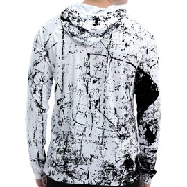 WELIGU Mens Shirts Sun Protection Fishing Shirt for Men UPF 50+ Moisture Wicking Rashguard Swimming Running Black and White XX-Large