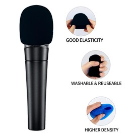 Comemela Pop Filter for Microphone Foam Microphone Covers Disposable Mic Covers for Microphones, 20Pcs Colorful Mic Windscreen Reusable Mic Foam Covers (Black)