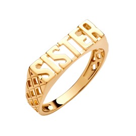 Old English Jewellers 9ct Yellow Gold on Silver SISTER Ring size J K L M N O P Q R S T U V (L)