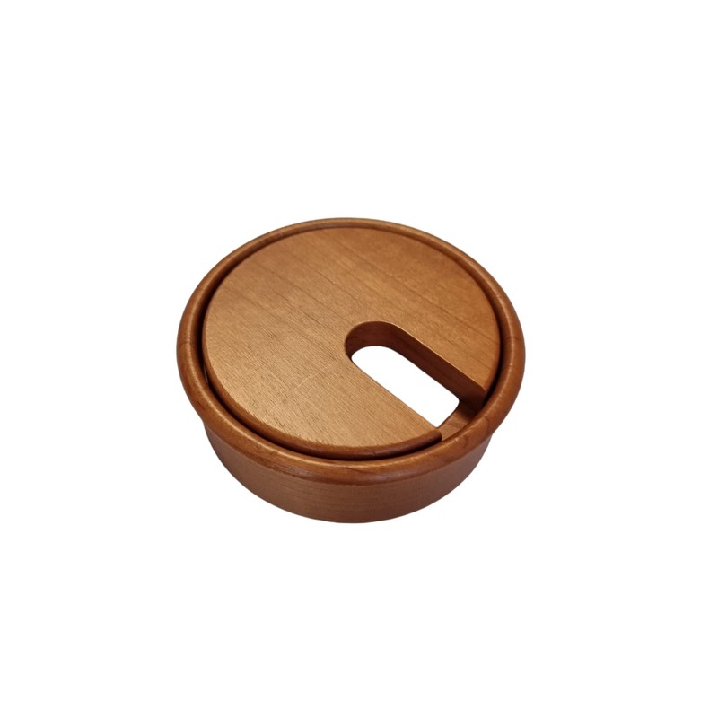 Gedotec Cable grommet, cherry wood, lacquered, plain, 2 pieces round