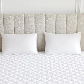 Simply Amelia Quilted Mattress Protector Double 30cm Deep Mattress Topper Cover Anti-Allergy Breathable Easy Care Machine Washable Fitted Mattress Cover (White, 135x190 cm)