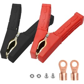 XYRSTOLR 2Pcs Insulated Alligator Clips 100A-500A Electrical Heavy Duty Alligator Clamps, Battery Replacement Cable Metal Spring Loaded Jumper Clips for Car Auto Vehicle Boat