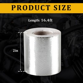 Wevdn Heat Shield Reflective Tape, 2"×16.4FT Adhesive Backed Heat Barrier Tape Roll, Gold High-Temperature Self Adhesive Reflect Backed Sheet Compatible with Car Intake Pipe Engine Bay