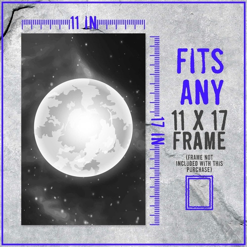 5-Piece Moon Phases Wall Art Set | 11x17 Astronomy Decor