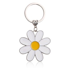 KkvoGmle Cute Daisy Flower Keychain, Bag Metal Accessories Charm Floral Keychain Key Car Keyring for For Women And Girls