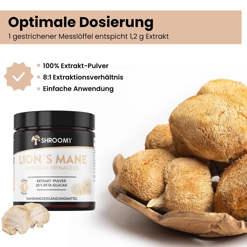 Lions Mane Extrakt-Pulver 70g - hochdosiert mit 40% Polysaccaride und