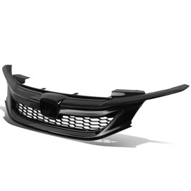 Auto Dynasty Glossy Black Honeycomb Mesh Front Bumper Upper Grille Compatible with 16-17 Honda Accord Sedan