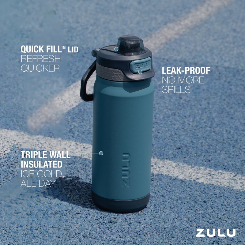 ZULU Powerfill Pro 18oz Kids Stainless Steel Water Bottle with