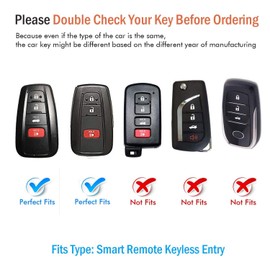 JOYEAR for Toyota Keychain with Key Fob Cover Compatible with 2025 Camry,2021-2024 Venza,Grand Highlander,Hilux,Fortuner, Land Cruiser,2022-2024 Tundra,Corolla Cross,Prius 4 Buttons (Silver-White)