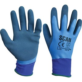 Scan SCAGLOLATWPM Double Latex Waterproof Gloves - Size 8