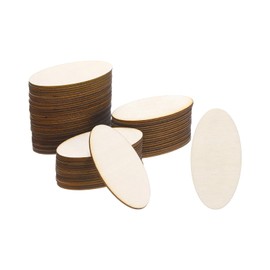PATIKIL 60x30mm Wood Pieces, 60 Pack Unfinished Oval Wood Shapes Blank Wooden Cutouts Ornaments Natural for Christmas Party Craft Projects