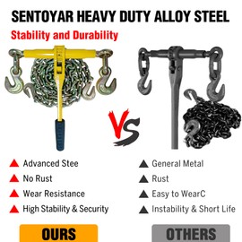 Ratchet Chain Binders - Heavy Duty 3/8" -1/2" Load Binders with Grab Hooks,9200 lbs Working Load Limit,4-Pack,for Grade 70 Transport Chains,Ideal for Towing,Hauling, and Flatbed Trailers