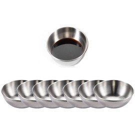 QYCX 8Pcs Stainless Steel Sauce Dish, Seasoning Dishes, Sushi Dipping Bowl Saucers, Mini Round Dish, Metal Ramekins Mini Appetizer Plates Individual Sauce Cups for Dipping and Portion Cups