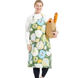 APRONNER Cotton Linen Baking Plus Size Aprons for Women with Pockets Kitchen Cooking, Fragrant Figs, 2XL-3XL