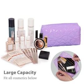 Easyplum Makeup Bag Travel Cosmetic Bag for Women Girls, Zipper Make Up Pouch,Preppy Cute Toiletry Organizer Makeup, Portable Storage Bag, Cosmetic Travel Bag Gifts for Girls.(Purple)