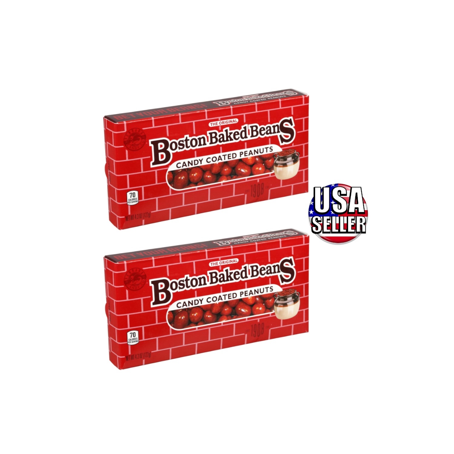 2x Boston Baked Beans, 4.3oz. Theater Boxes, Original Candy Coated
