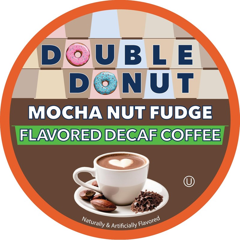 Double Donut Medium Roast Decaf Coffee Pods, Mocha Nut Fudge