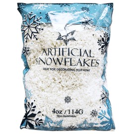 Set of 12 Ounces of Artificial Snow Flakes 4 Oz Bags Blue Printed Polybag