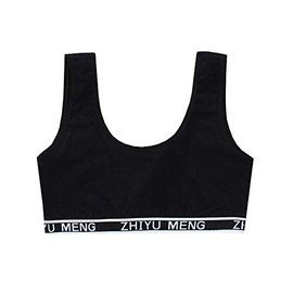 ZGKULAEAOW Kids Half Top Bra, Double Layer Fabric, Tank Top, Junior Bra, Elementary School Students, Set of 3, Inner Sports Bra, Black + White + Grey