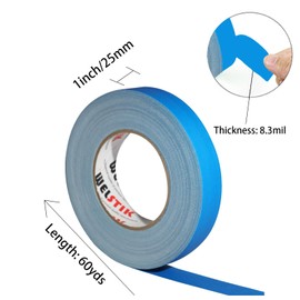 WELSTIK 1 Pack Gaffer Tape Blue 1" X 60 Yards-60 Yards Length .Heavy Duty Gaffer Floor Tape for Cables, Photography, Theater Stage Setup,Interior Design,Residue Free,Non Reflective, Easy to Tear
