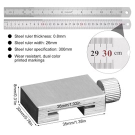 Nizirioo Marking Gauge Metal with Stop: 30 cm Marking Gauge Stop Ruler, Stainless Steel Marking Ruler, Marking Tool Metal, Ruler Stop Scribing Tool for Woodworking, DIY, Crafts