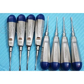 New German Grade Dental Elevator Tooth Extraction Extracting Tools 8 Pcs Straight + Curved 1.5MM to 4MM Complete Set(A+ Quality)