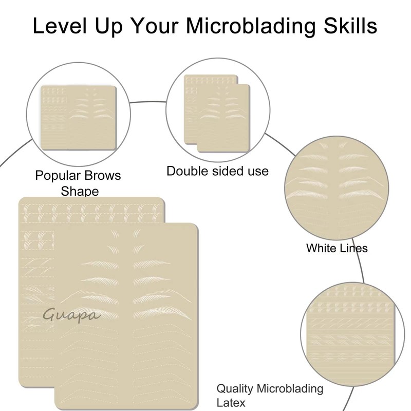 5 Latex Training Skins for Microblading with Double-Sided Hair Lines